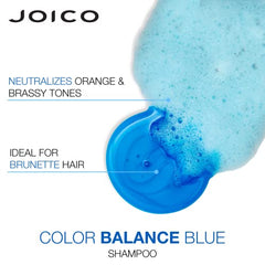 Joico Color Balance Blue Shampoo, Neutralizes Brassy Tones, Protects Colour Treated Hair, with Keratin and Green Tea Extract