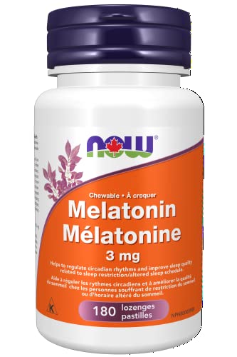 NOW Supplements Melatonin 3mg Peppermint Chewable Lozenges, 180 Count