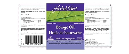 Herbal Select Borage Oil 1000mg Softgels, 90 Count