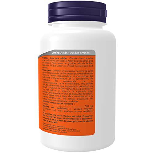 NOW Supplements L-Arginine 500mg Capsules, 100 Count