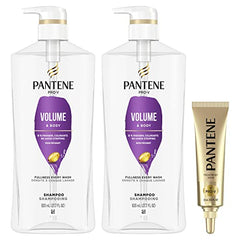 PANTENE PRO-V Volume & Body Shampoo, 820mL, Twin Pack and Intense Rescue Shot Treatment 15mL for dry hair