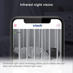 VTech 1080p WiFi Yellow Daisy Remote Access Video Baby Monitor with Night Light, RM9751