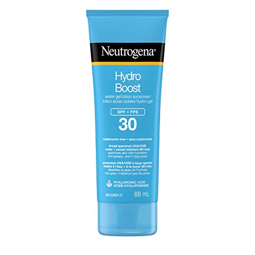 Neutrogena Hydro Boost Water Gel Lotion Sunscreen SPF 30 with Hyaluronic Acid, Non-Comedogenic, Water Resistant, 88 m