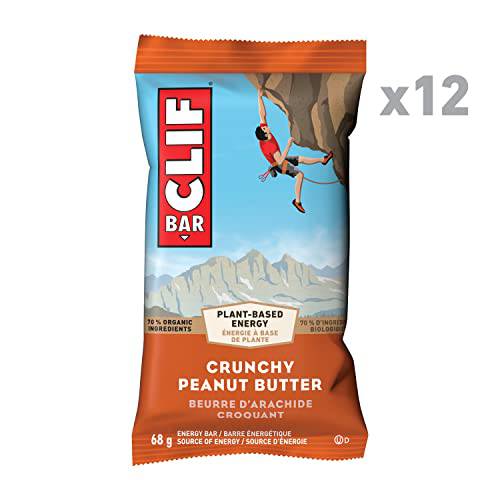 CLIF BAR - Energy Bars - Crunchy Peanut Butter - (68 Gram Protein Bars, 12 Count)