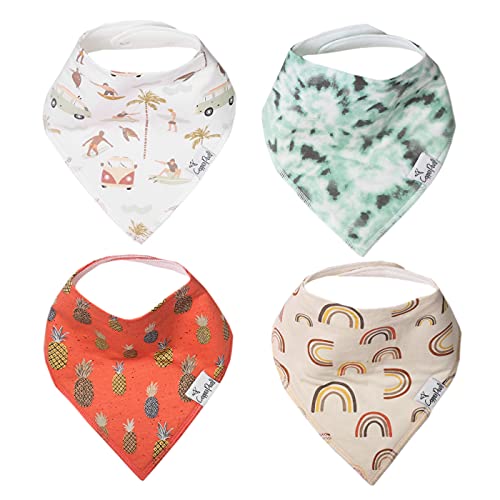 Baby Bandana Drool Bibs for Drooling and Teething 4 Pack Gift Set “Maui” by Copper Pearl
