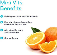 SISU - Mini Vits - Specially designed for children with a full range of vitamins and minerals - 90 Chewable Star Caps (Pack of 1)