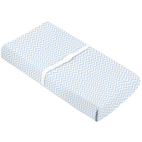 Kushies Baby Contour Change Pad Cover Ultra Soft 100% Cotton Flannel, Made in Canada, Blue Chevron