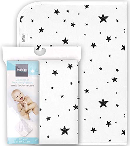 Kushies Deluxe Change Pad Flannel, Scribble Stars Black & White