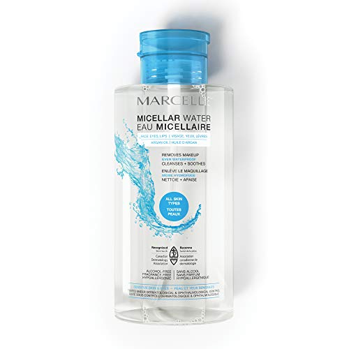 Marcelle Micellar Water, for Waterproof Makeup, All Skin Types, with Argan Oil, Cleanses, Removes Makeup and Tones, Hypoallergenic, Alcohol-Free, Fragrance-Free, Cruelty-Free, 400 mL