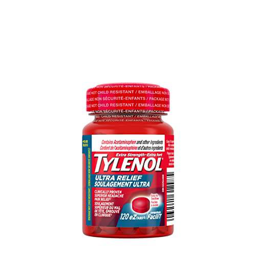 Tylenol Ultra Relief for Headache and Migraine Pain Relief, 500 mg Acetaminophen, 120 Tablets