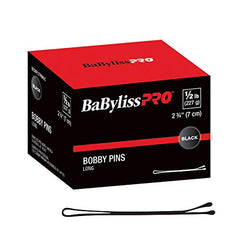 BaBylissPRO 2.75 Inch Extra-Long Flat Bobby Pins, Black