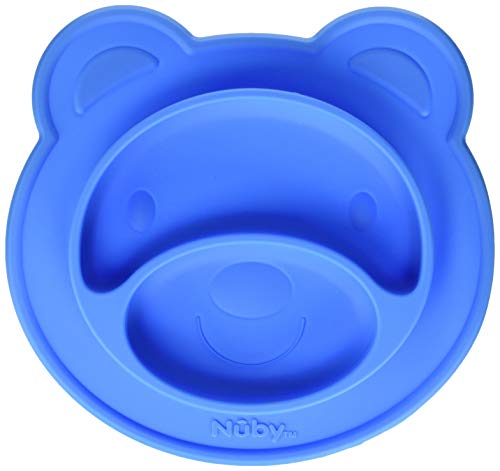 Nuby 537076BL Sure Grip Silicone Miracle Mat Section Bear Plate, Blue