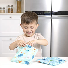 Bumkins Reusable Sandwich and Snack Bags, for Kids Lunch Bags and for Adults, Washable Fabric, Cloth Zip Bag, Dishwasher-Safe, Food-Safe BPA-Free, Fits a Bagel