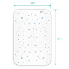 Kushies Deluxe Waterproof Changing Pad Liners - 20 x 30 inches Baby Changing Table Liners - Baby Changing Pads - Diaper Changing Flat Liner Pad Waterproof Portable (White w/Blue Stars)