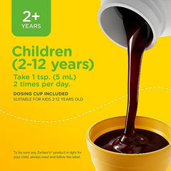 Zarbee's Children's Cough + Mucus Syrup, Zinc, Honey, Elderberry, English Ivy Leaf, Immune System, Mixed Berry Flavour, 118 mL