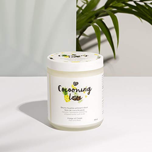 Cocooning Love 100% Natural and Vegan - Whipped Exfoliant - Pineapple and Coconut for All Skin Types, 150 Grams