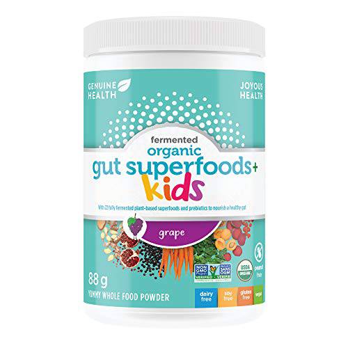 Fermented Organic Gut Superfoods+ for Kids, Grape, Vegan Superfoods Powder