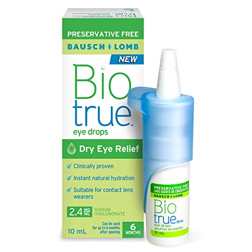 Biotrue Preservative Free Eye Drops for Dry Eyes, Natural Moisturizer Hyaluronic Acid, Lubricating Eye Drop for Long-Lasting Dry Eye Symptom Relief, Preservative-Free MultiDose System, 10mL