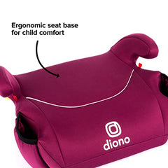 Diono Solana 2022, No Latch, Single Backless Booster Car Seat, Lightweight, Machine Washable Covers, Cup Holders, Pink