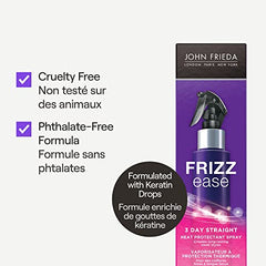 John Frieda Frizz Ease 3-Day Straight Flat Iron Styling Spray for Smoother, Flatter Hair (105 mL)