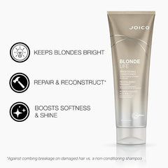 Joico Blonde Life Brightening Blonde Conditioner, Neutralizes Brassy Tones, Protect and Strengthen Bleached Hair, Anti Frizz with Coconut Oil, Sulfate Free