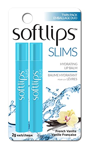 Softlips SLIMS French Vanilla Twin Pack Lip Balm with Vitamin E - Long Lasting, Moisturizing and Nourishing Lip Care for Smooth and Supple Lips - Perfect for Everyday Use and Gift Giving