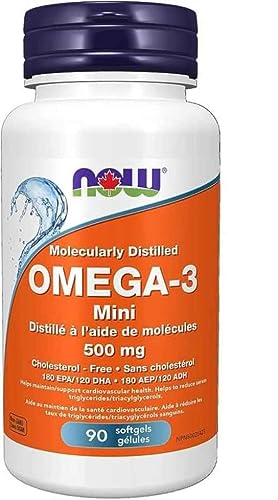 NOW Supplements Omega-3 Mini 500mg (36/24) Softgels, 90 Count