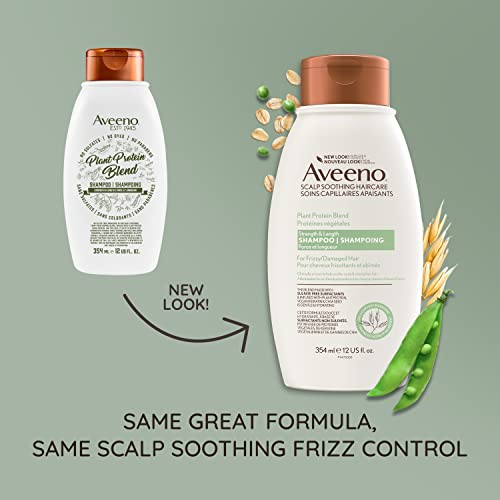 Aveeno Strength & Length Plant Protein Blend Shampoo, Vegan Formula for Strong Healthy-Looking Hair, 354 Ml