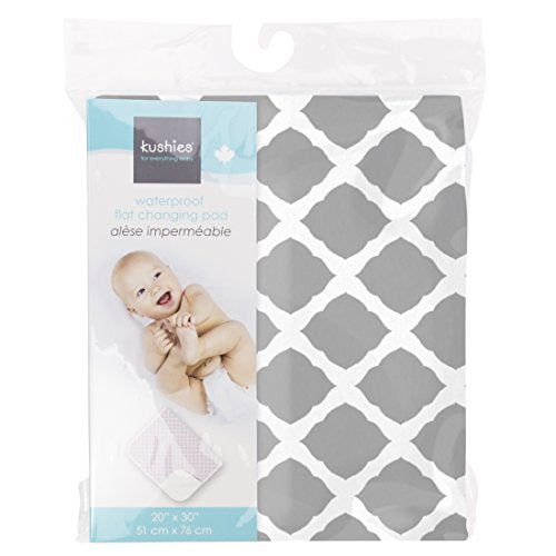 Kushies Deluxe Waterproof Changing Pad Liners - 20 x 30 inches Baby Changing Table Liners - Baby Changing Pads - Diaper Changing Flat Liner Pad Waterproof Portable (Grey Lattice)