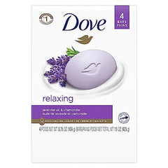 Dove Relaxing Beauty Bar gentle skin cleanser Lavender more moisturizing than bar soap 106 g 4 count