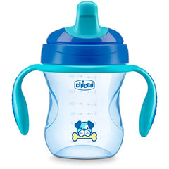 Chicco 7oz. Semi-Soft Trainer with Bite-Resistant Spout and Spill-Free Lid | Removable, Non-Slip Handles | Top-Rack Dishwasher Safe | Easy to Hold Ergonomic Indents | Blue| 6+ Months