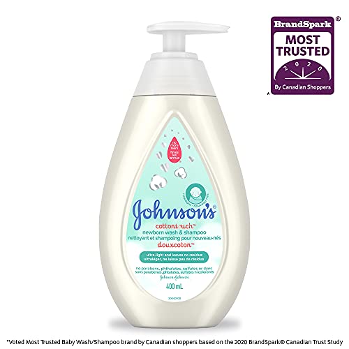 Johnson's Baby newborn bath wash and shampoo, cotton touch body wash, 400ml