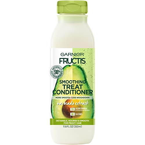 Garnier Fructis Smoothing Treat Conditioner, 98 Percent Naturally Derived Ingredients, Avocado, Nourish and Smooth for Frizzy Hair, 11.8 Fl Oz