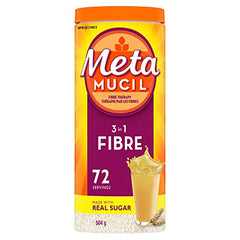 Metamucil, Daily Psyllium Husk Powder Supplement, Made with Real Sugar, 3-in-1 Fibre for Digestive Health, Unflavoured Smooth Flavored Drink, 72 Servings