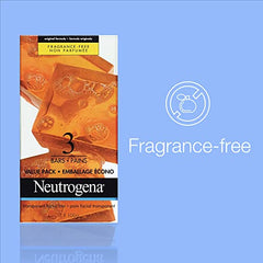 Neutrogena Original Dry Face Cleansing Bar, Fragrance Free, 3 Bars , 300.0 g (Pack of 1)