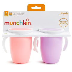 Munchkin Miracle 360˚ Trainer Cup, 7oz, 2Pk, Pink/Purple