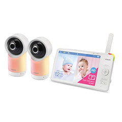 VTech 2 Camera 1080p Smart WiFi Remote Access 360 Degree Pan & Tilt Video Baby Monitor with 7” High Definition 720p Display, Night Light, RM7766-2HD