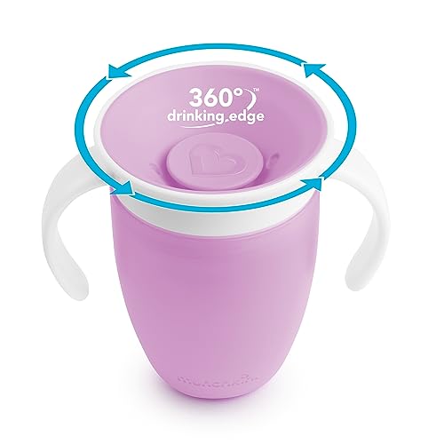 Munchkin Miracle 360˚ Trainer Cup, 7oz, 2Pk, Pink/Purple