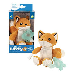 Dr. Brown's Baby Lovey Pacifier & Teether Holder, Fox with Teal HappyPaci, 100% Silicone, 0-6m