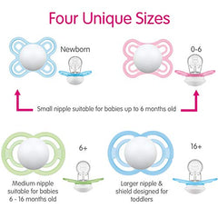 MAM Perfect Night Pacifiers (2 Pacifiers & Sterilizing Box), MAM Soother with a Silicone Nipple, Glow in the Dark Pacifiers, Baby Essentials, Girl, 0-6 Months