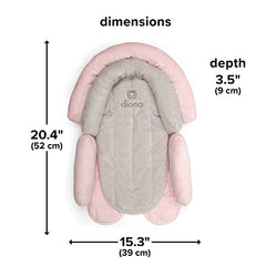 Diono Cuddle Soft 2-In-1 Baby Head Neck Body Support Pillow for Newborn Baby Super Soft Car Seat Insert Cushion, Perfect for Infant Car Seats, Convertible Car Seats, Strollers, Gray/Pink