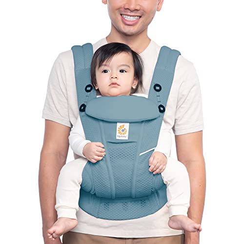 Ergobaby All Carry Positions Breathable Mesh Baby Carrier with Enhanced Lumbar Support & Airflow (7-45 Lb), Omni Breeze, Slate Blue