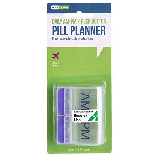 Ezy Dose Daily AM/PM Push Button Pill Reminder (Assorted Colors)