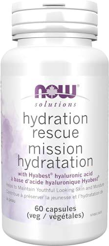 NOW Solutions Hydration Rescue with Hyabest Hyaluronic Acid Vegetable Capsule, 60 Count