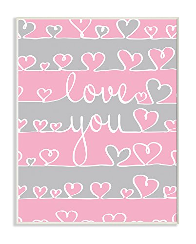 The Kids Room by Stupell Love You Pink and Gray Hearts Textual Art Wall Plaque