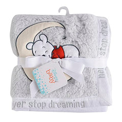 Disney Winnie The Pooh My First Blankie Sherpa Blanket, 30"x36" Grey Fluffy Premium Blanket for Baby Boy Soft Warm Cozy Toddler, Infant or Newborn Blanket for Crib, Stroller, Travel, Nursery