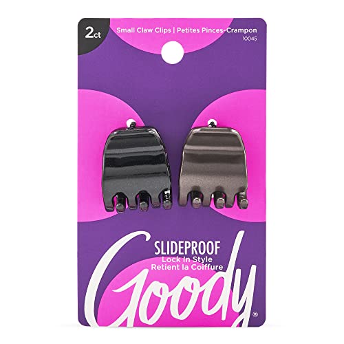 Goody SlideProof Mini Hair Claw Clips, Black, 2-count (1940918)