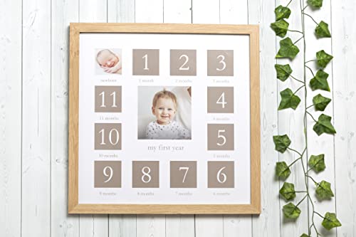 Kate & Milo I Love You to The Moon and Back First Year Frame, Baby Registry, Baby Shower, Wood, Gray