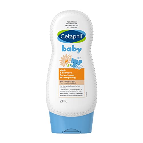 Cetaphil Baby Wash and Shampoo With Organic Calendula - Tear Free - Paraben, Colourant and Mineral Oil Free - 230ml