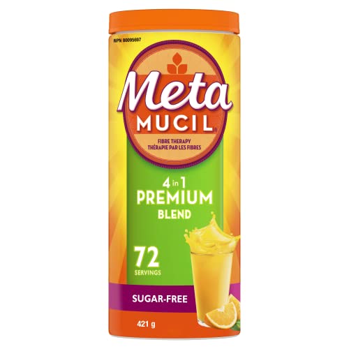 Metamucil Premium Blend, Psyllium Fibre Powder Supplement, Sugar-Free with Stevia, Natural Orange Flavor, 72 Servings (414 g)